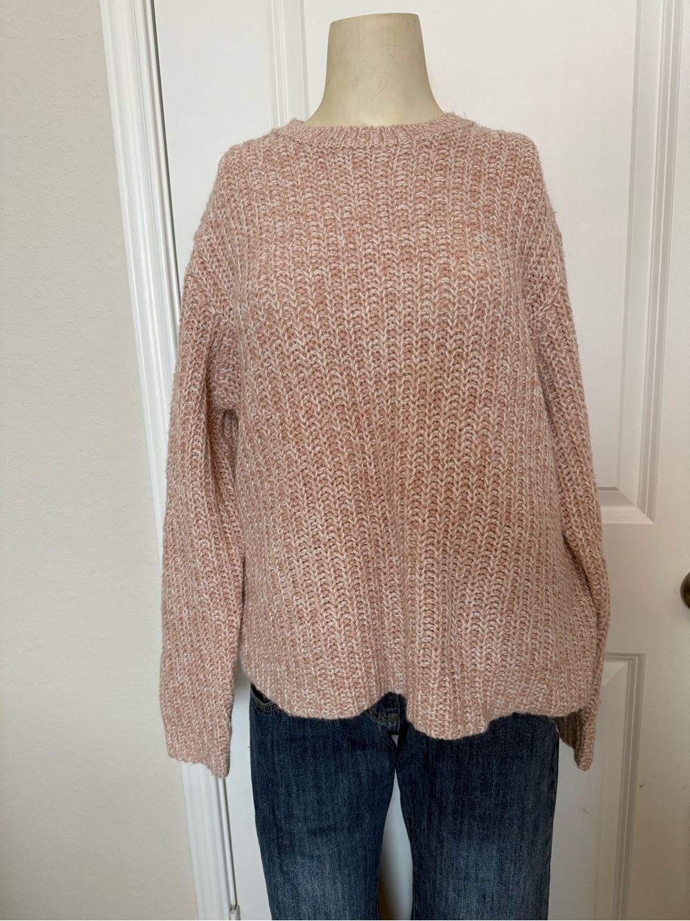 A New Day Cream and Pink Chunky Knit Sweater